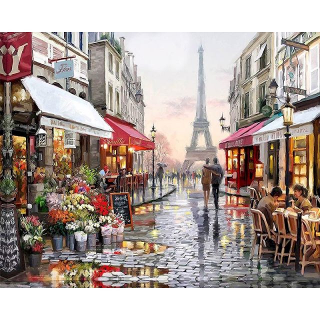 Paris 'Eifffel Tower | Walking Couple' Paint By Numbers Kit