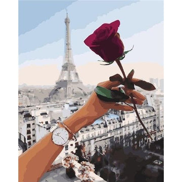 Paris 'Rose and Eiffel Tower' Paint By Numbers Kit