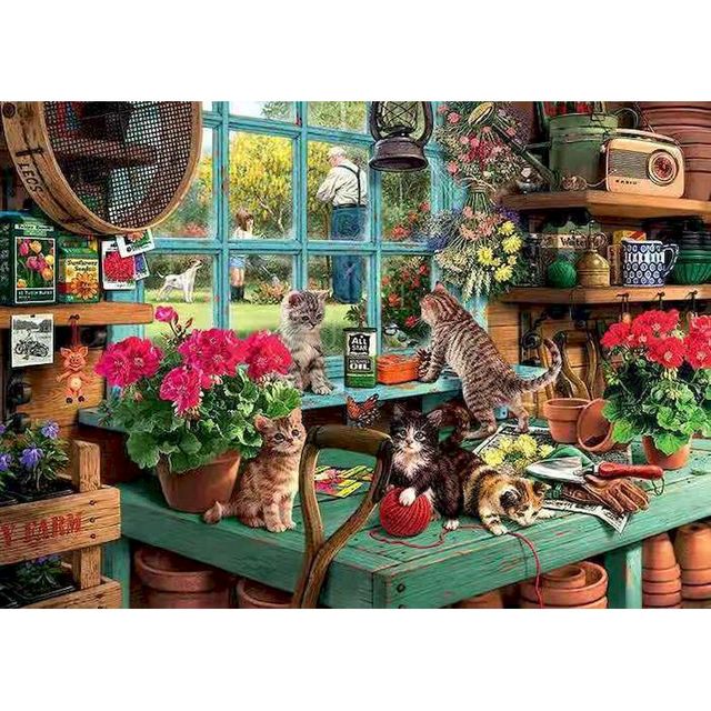 Grandpa Potting Shed and Cats Paint By Numbers Kit