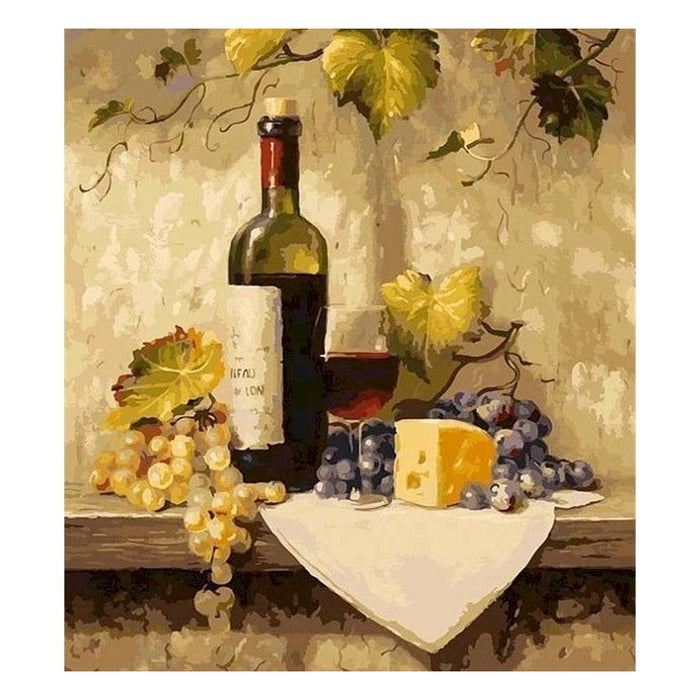 Red Wine 'Cheese and Grapes' Paint By Numbers Kit