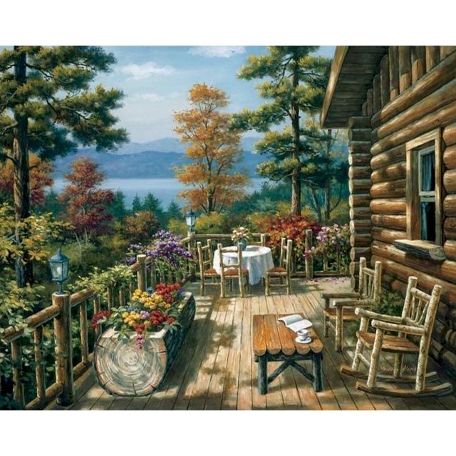 Cabin at the Mountain Paint By Numbers Kit