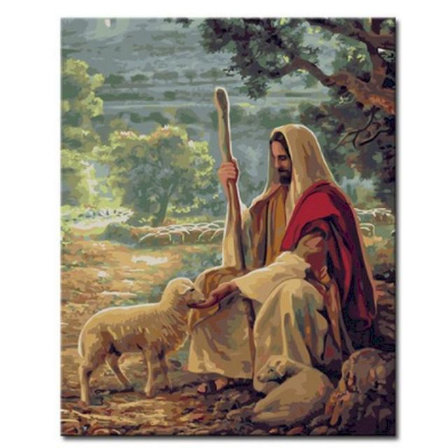 Jesus Christ 'Feeding the Lamb' Paint By Numbers Kit