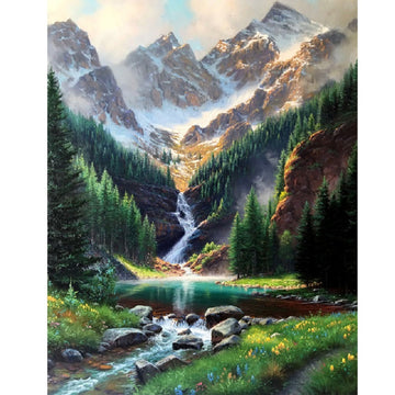 Colorado 'Rocky Mountain Falls and Pond' Paint By Numbers Kit