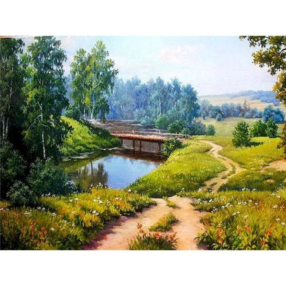 Pines and Lake 'Wooden Bridge' Paint By Numbers Kit