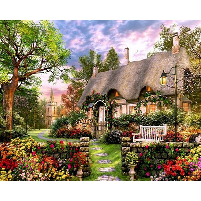 Chalet in Beautiful Garden Paint By Numbers Kit