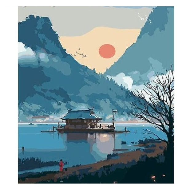 Red Moon 'Japan | Boating On the Lake' Paint By Numbers Kit