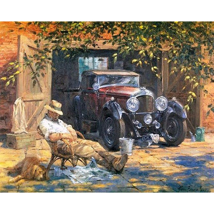 Vintage Car 'Napping Man and Dog' Paint By Numbers Kit