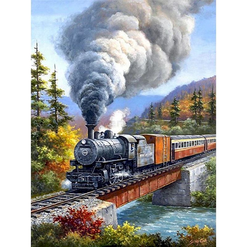 Express Train 'Trees and Mountain' Paint By Numbers Kit