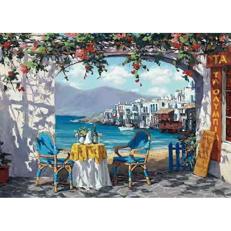 Mykonos Island 'Afternoon Tea' Paint By Numbers Kit