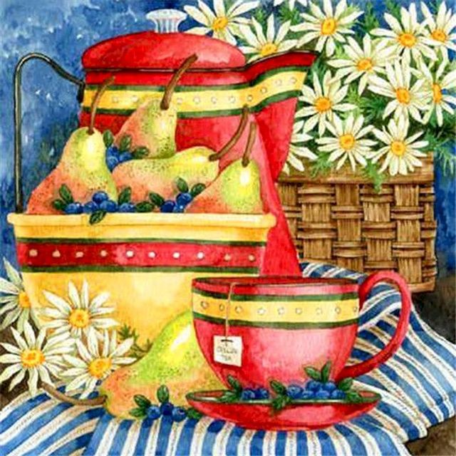 Hot Tea 'Bucket of Pear' Paint By Numbers Kit