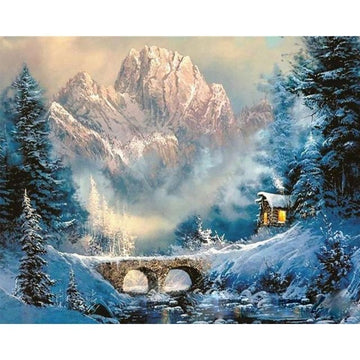 Glacier and Snowfield Village Paint By Numbers Kit