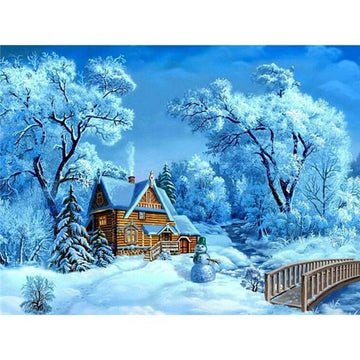 White Village 'Snowman at the Cabin' Paint By Numbers Kit