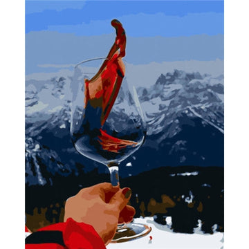 Wine and Mountain View Paint By Numbers Kit