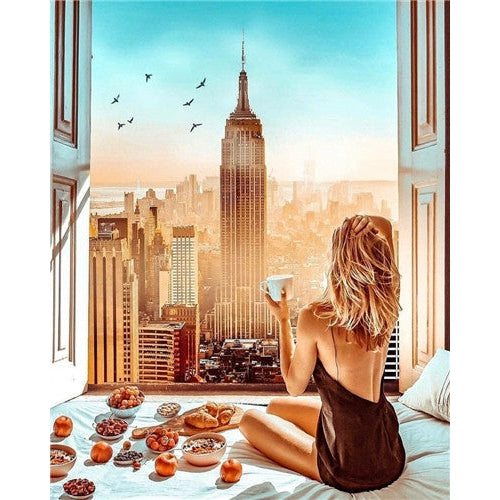 New York City 'Morning View of Empire State Building' Paint By Numbers Kit