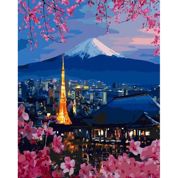 Japan 'Tokyo Tower and Mt. Fuji' Paint By Numbers Kit